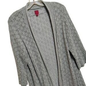 212 Collection Womens Gray Lace Knit Open‎ Front Cardigan Sweater Size L